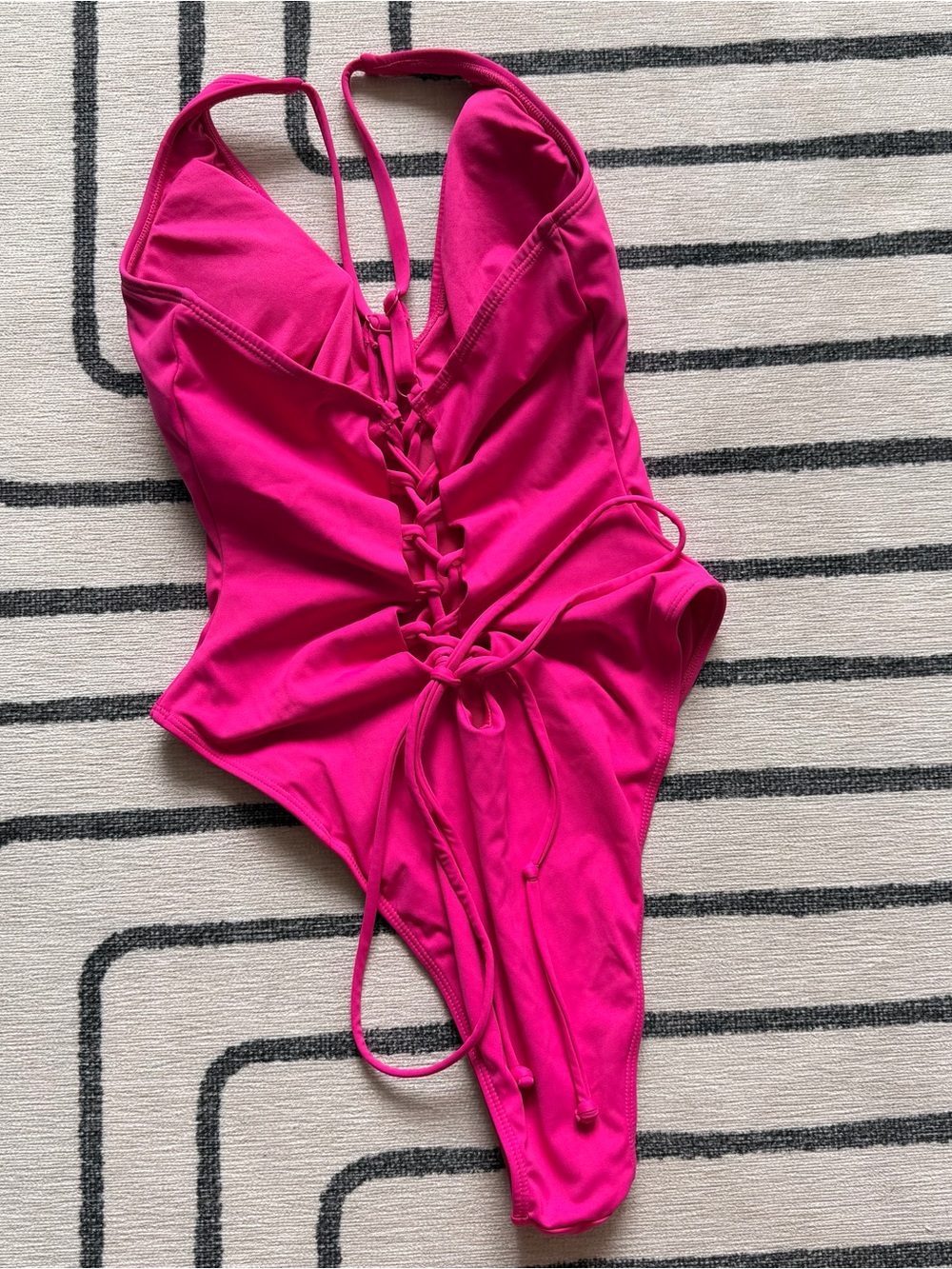 TA3 Plungey Hi Cut One Piece Swimsuit in Hot Pink - Picture 5 of 9